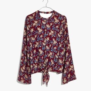 Bell-Sleeve Tie Top in Antique Flora